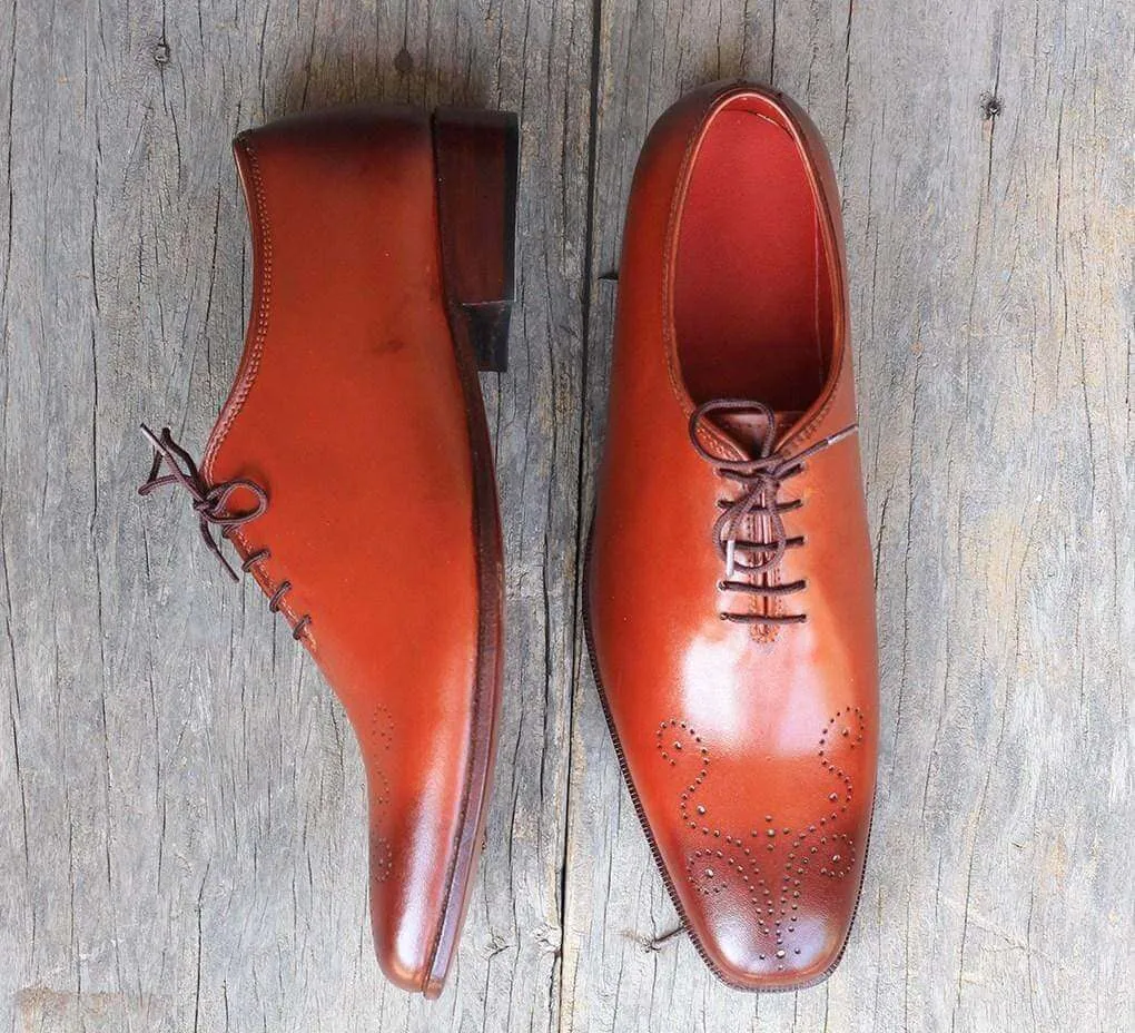 Men's Tan Brown Brogue Leather Shoe