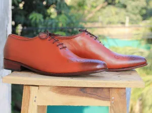 Men's Tan Brown Brogue Leather Shoe