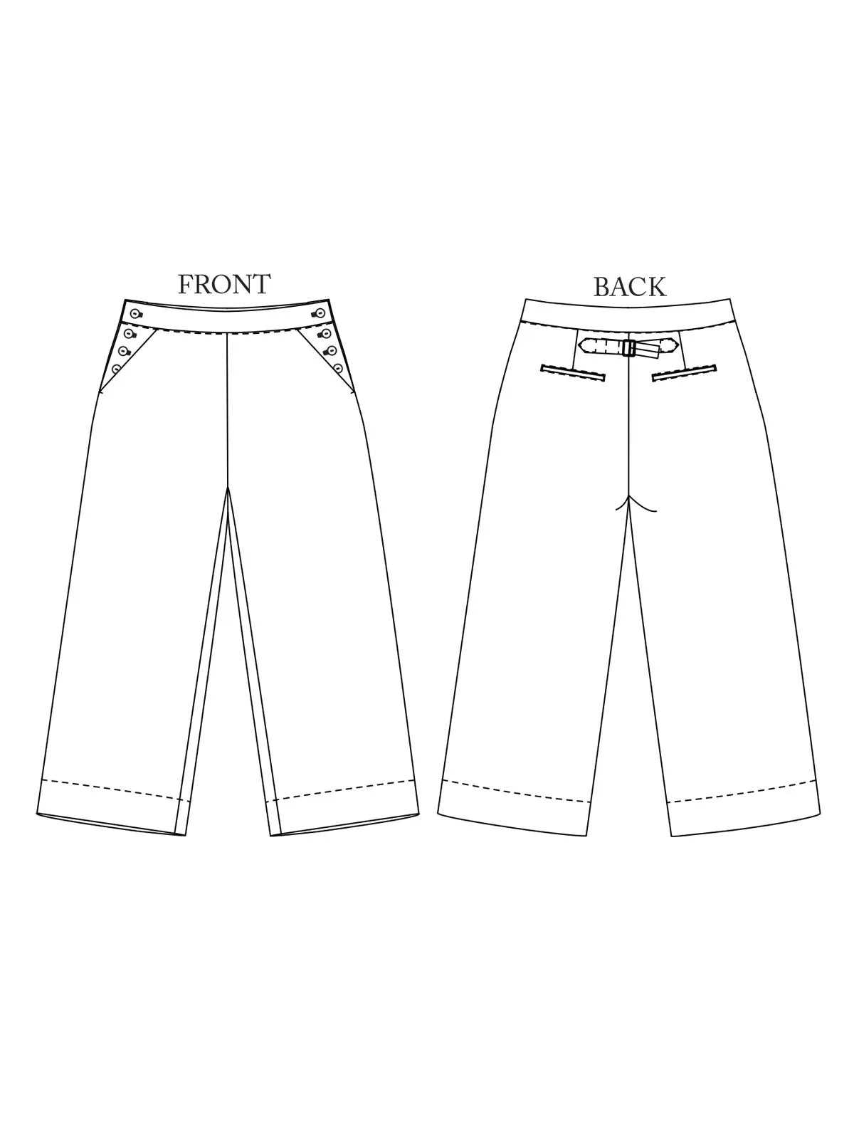 Merchant & Mills, Quinn Sailor Trousers Paper Pattern, two size ranges