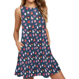 Mickey Flags Sleeveless A-Line Pocket Dress