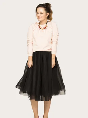 Midi Black Tulle Skirt