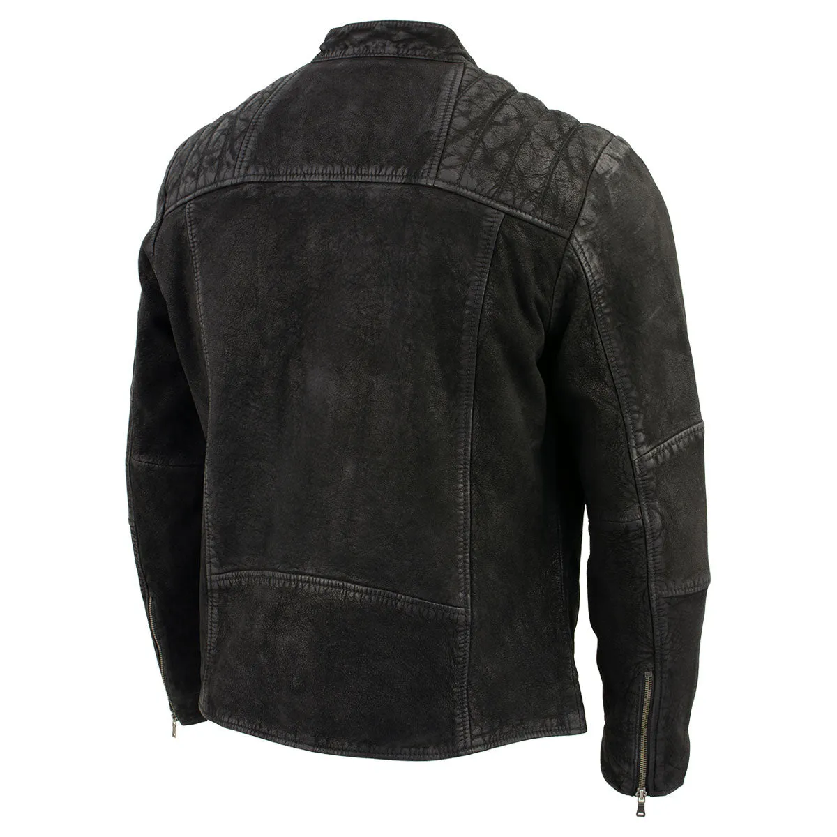 Milwaukee Leather Vintage SFM1801 Men's Black Nubuck Leather Zipper
