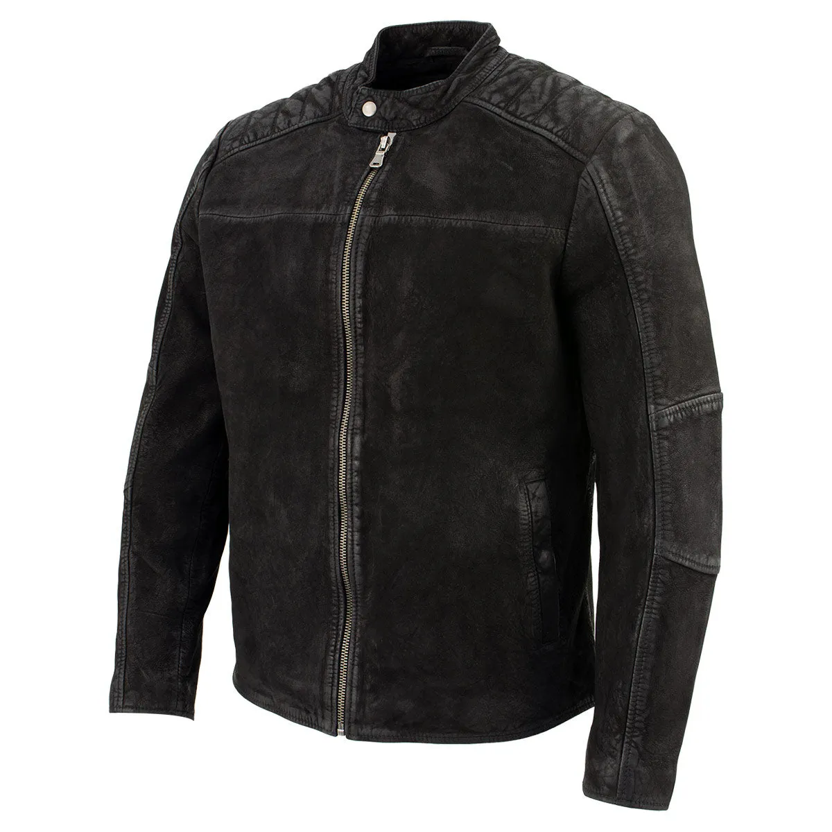 Milwaukee Leather Vintage SFM1801 Men's Black Nubuck Leather Zipper