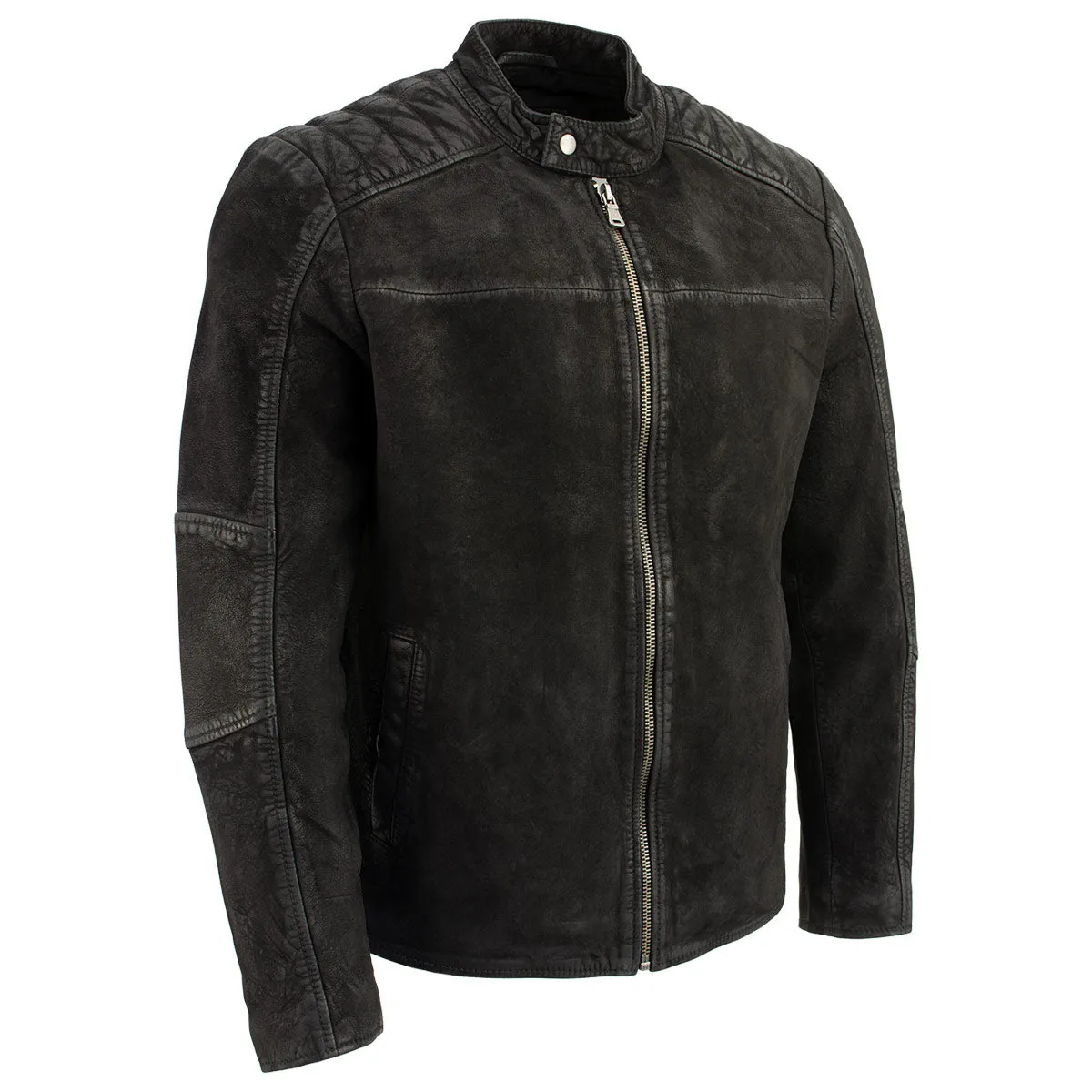 Milwaukee Leather Vintage SFM1801 Men's Black Nubuck Leather Zipper