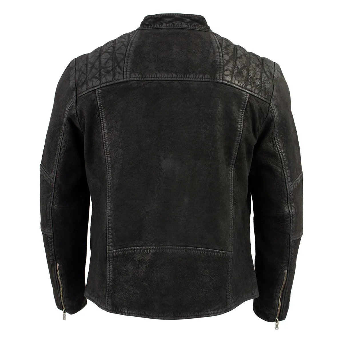 Milwaukee Leather Vintage SFM1801 Men's Black Nubuck Leather Zipper
