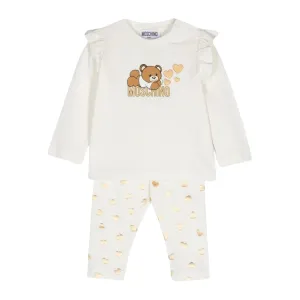 Moschino Baby Printed Logo Ivory T-Shirt & Legging Two-Piece Set
