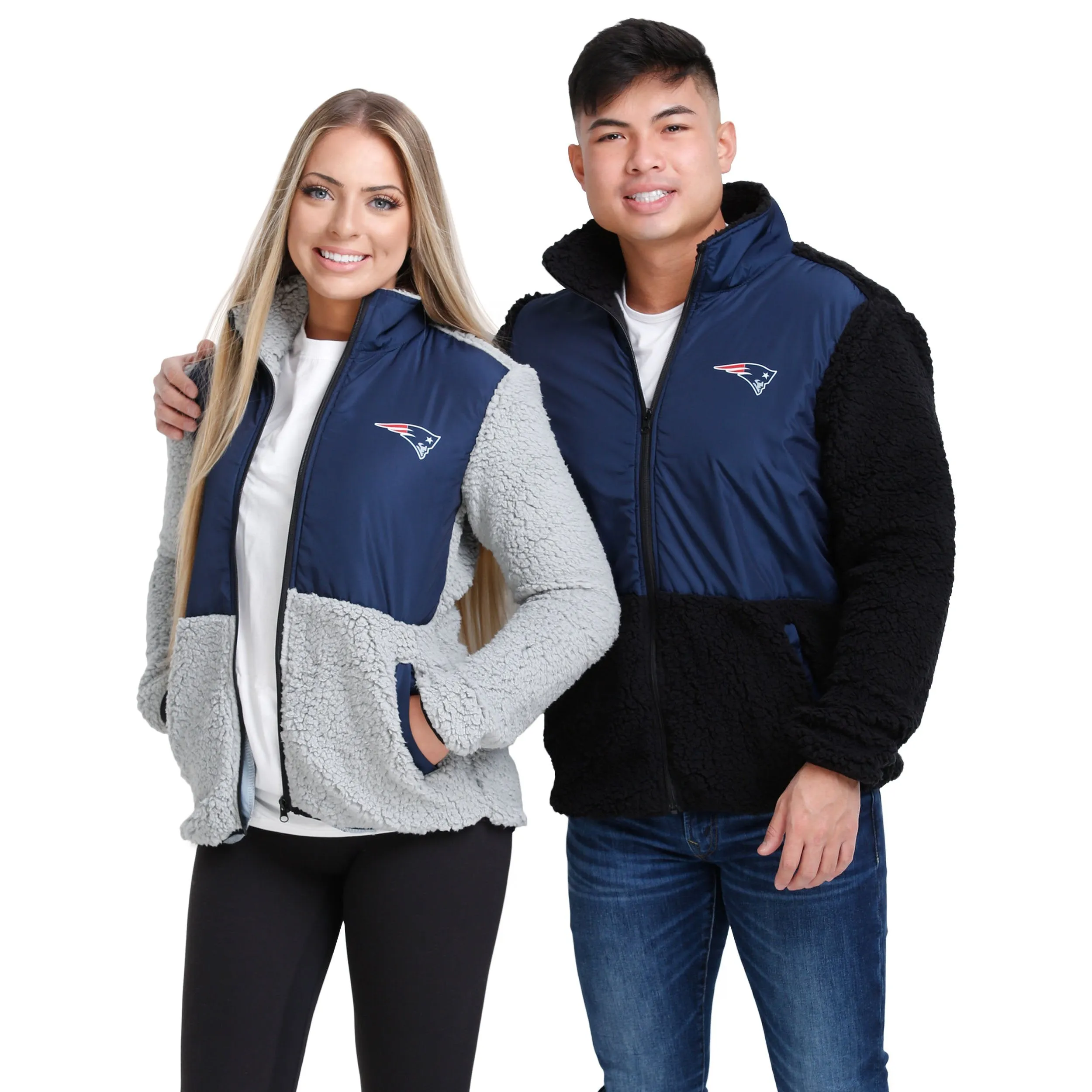 New England Patriots NFL Womens Sherpa Soft Zip Up Jacket