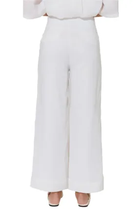 Nisha Cropped Lined Linen Pant White