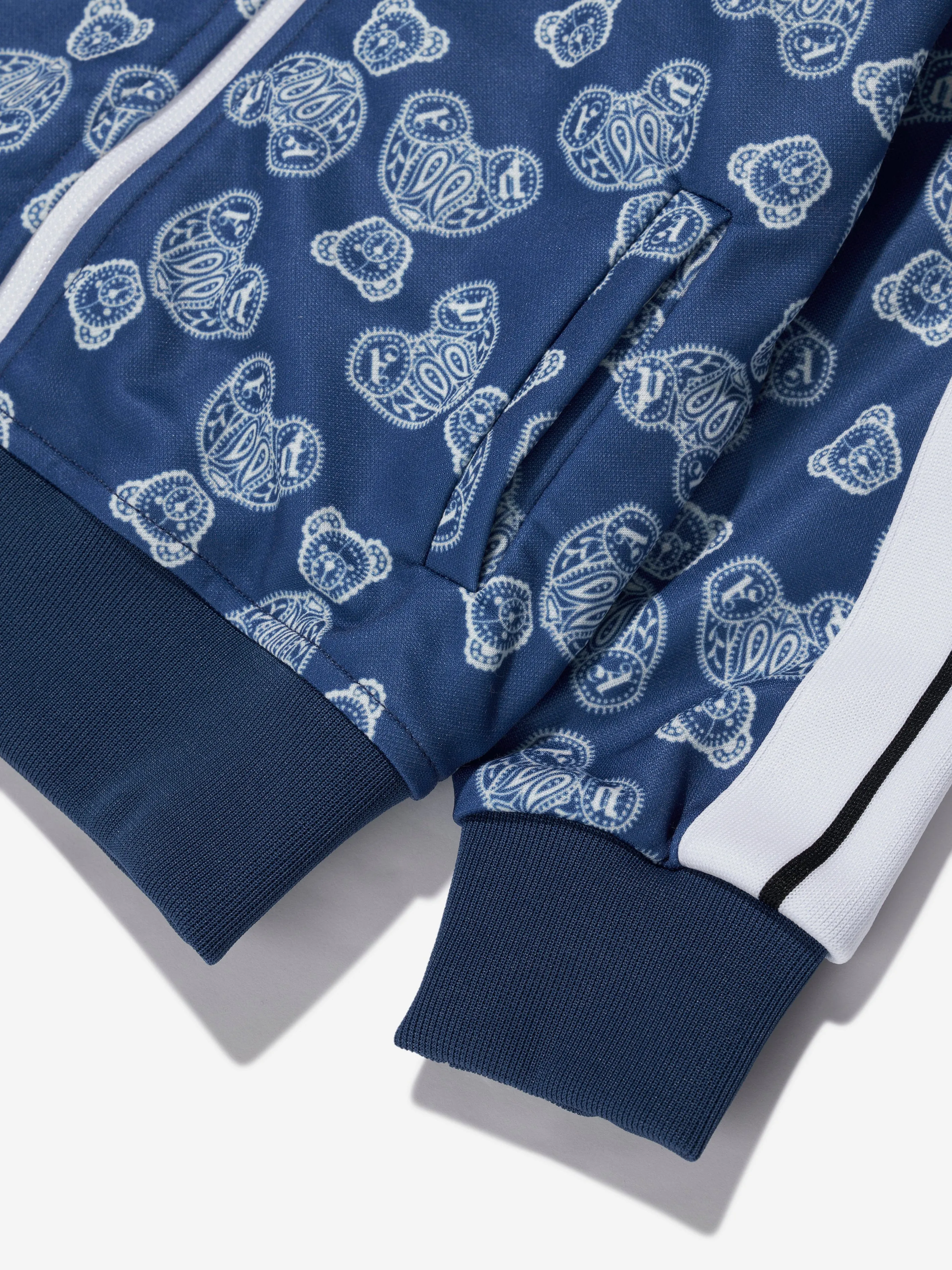 Palm Angels Boys AOP Bears Paisley Track Jacket in Blue