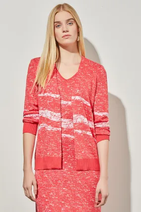 Plus Size Long Sleeve Jacket - Abstract Line Soft Lightweight Knit