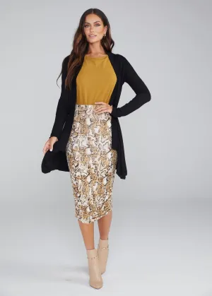 Ross Ruched Bamboo Midi Tube Skirt - Snake