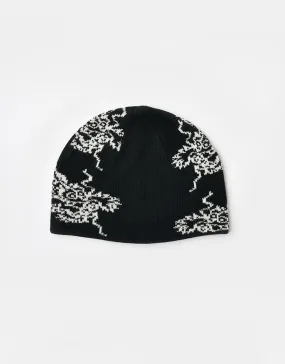 Route One Dragon Cuffless Beanie - Black/Angora