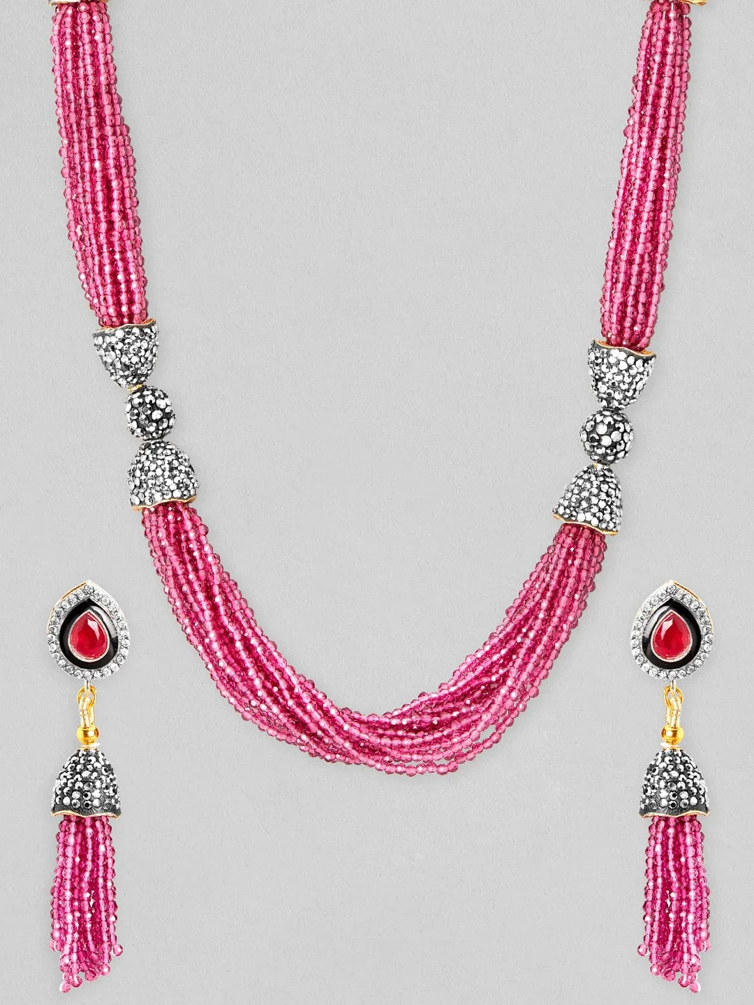 Rubans 22K Gold Plated Necklace Set With Stone studded beads Design