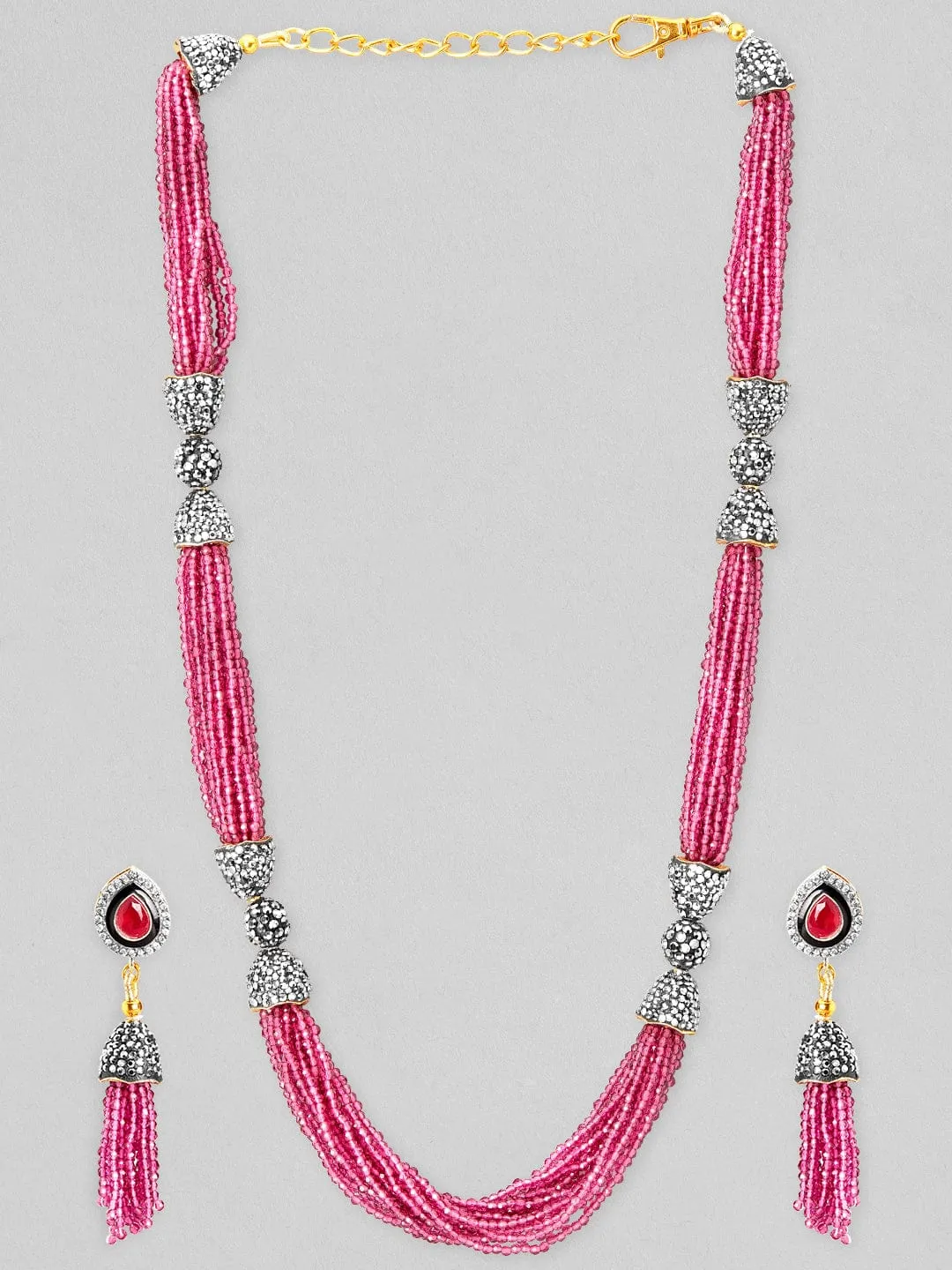 Rubans 22K Gold Plated Necklace Set With Stone studded beads Design