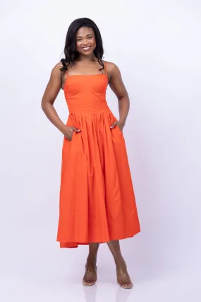 Simkhai Kittiya Midi Dress in Flame