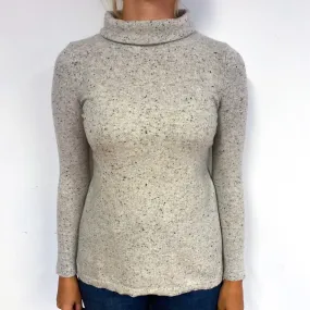 Smoke Grey Fleck Cashmere Funnel Neck Jumper Small/Petite