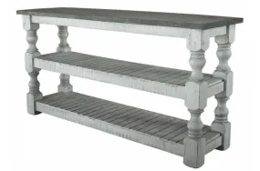 STONE SOFA TABLE WITH SHELVES