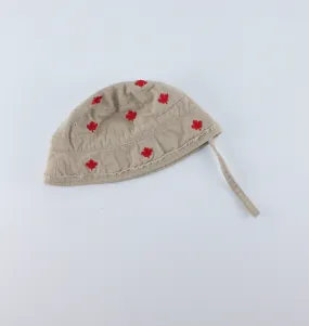TAN MAPLE LEAF HAT WITH STRAP APPROX 12-18M PRE-LOVED