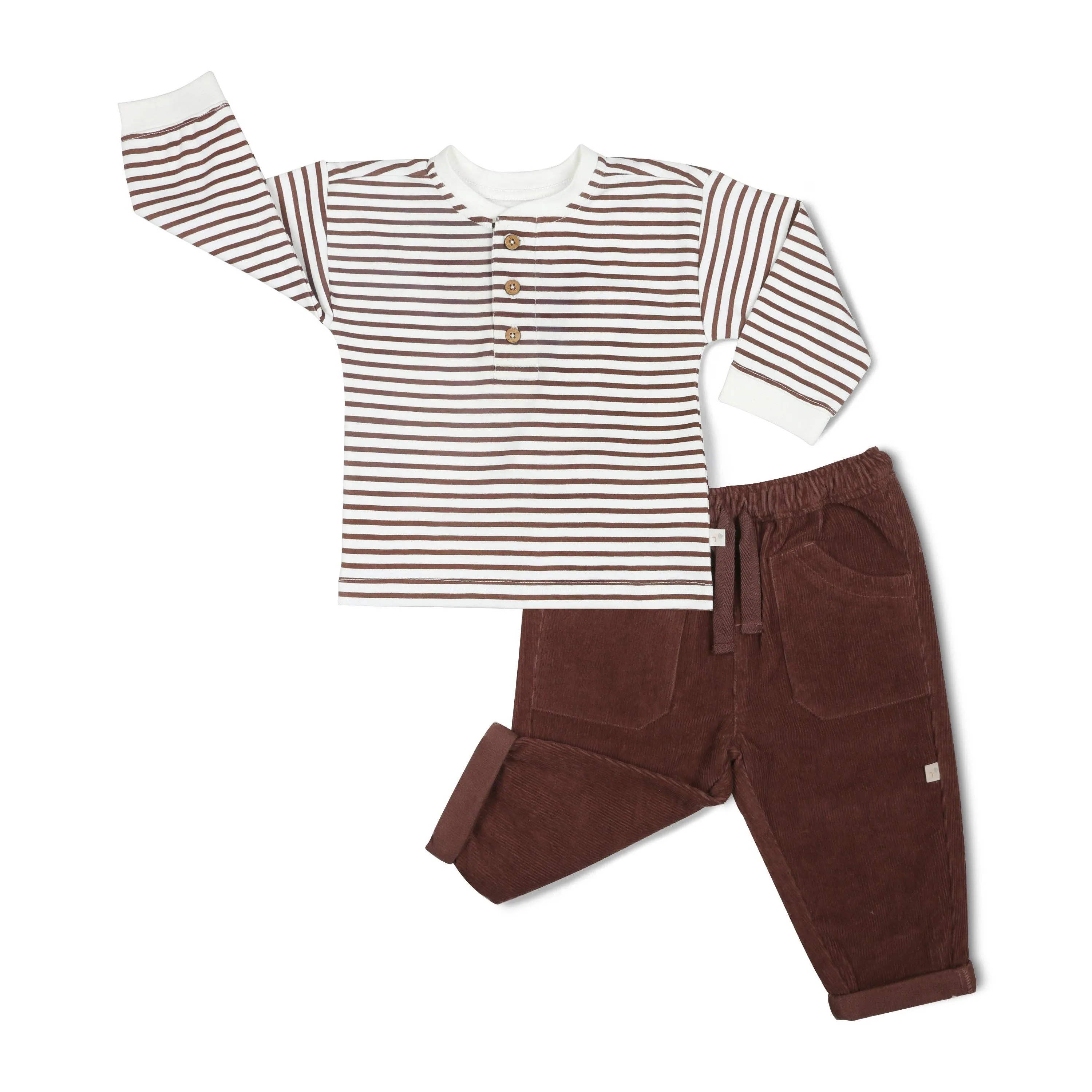 Tee and Corduroy Pant Set (Plum)
