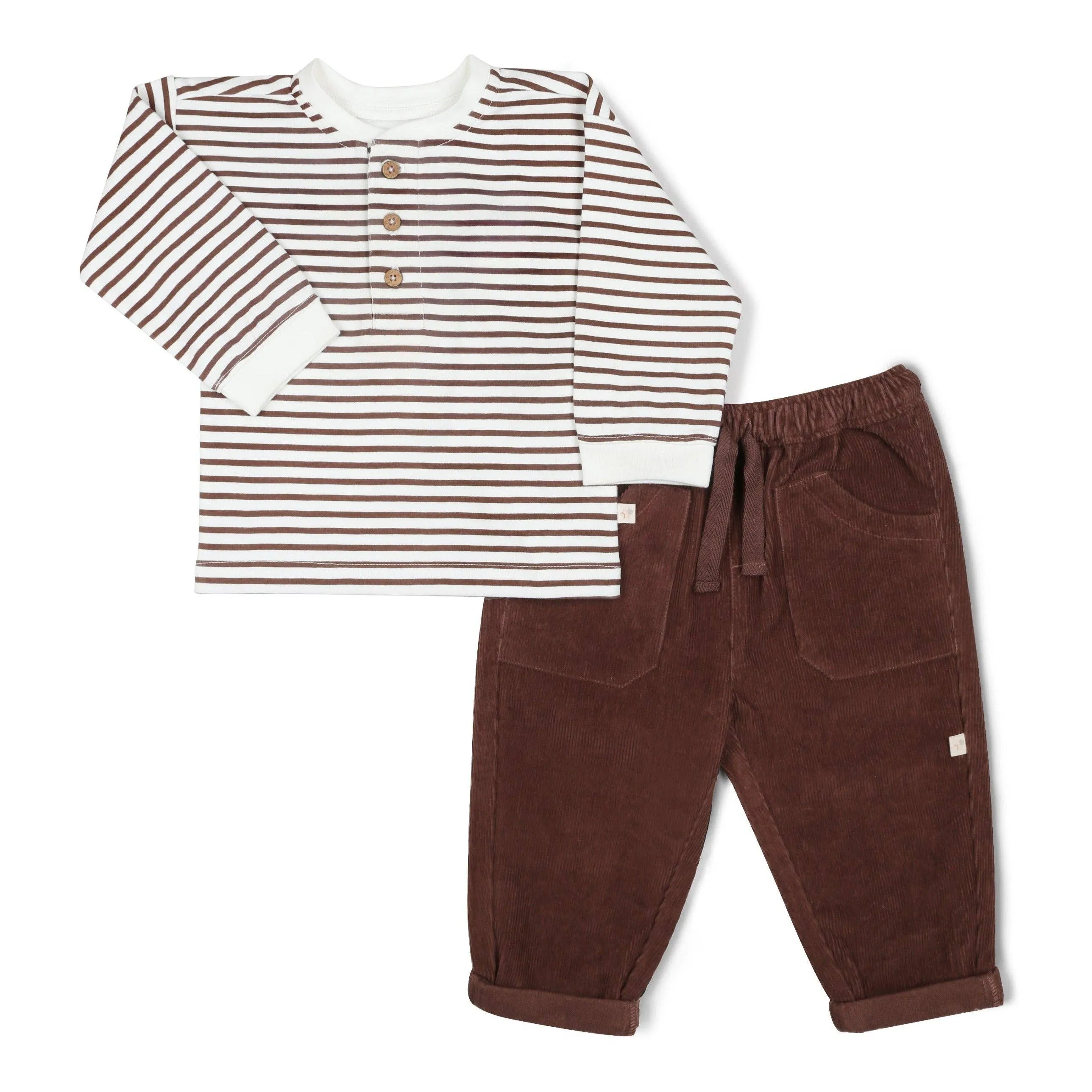 Tee and Corduroy Pant Set (Plum)