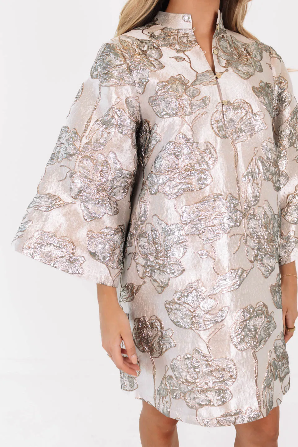 The Kai Button Up Dress - Silver