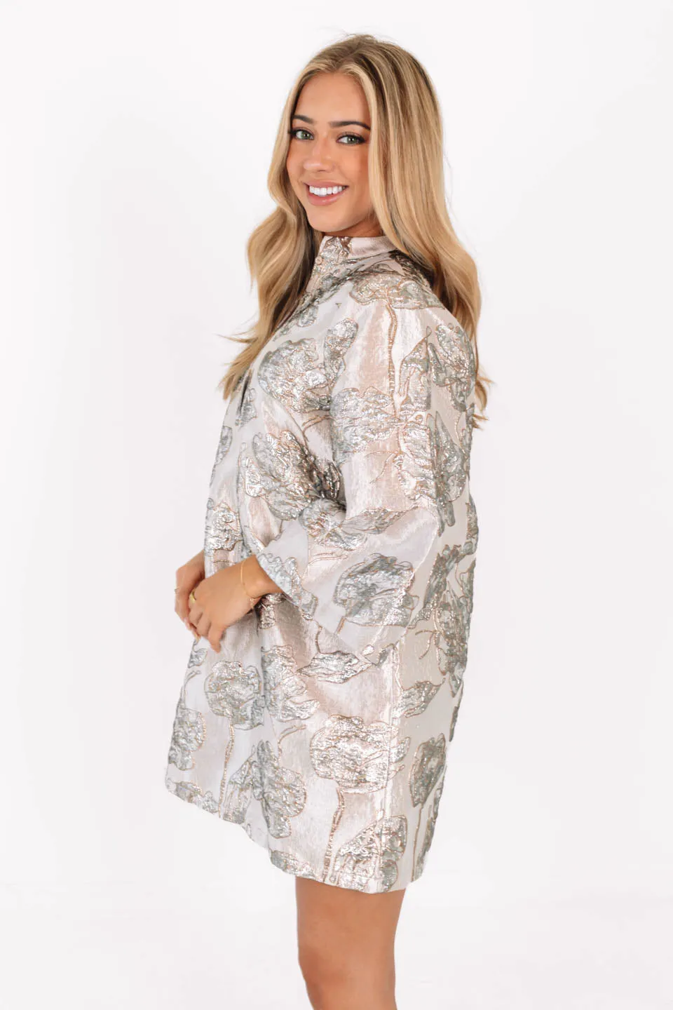 The Kai Button Up Dress - Silver
