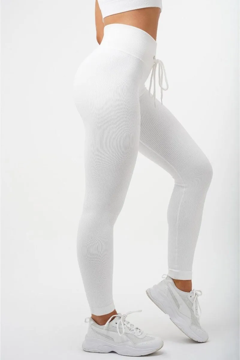 Tie Front Leggings - Ivory White