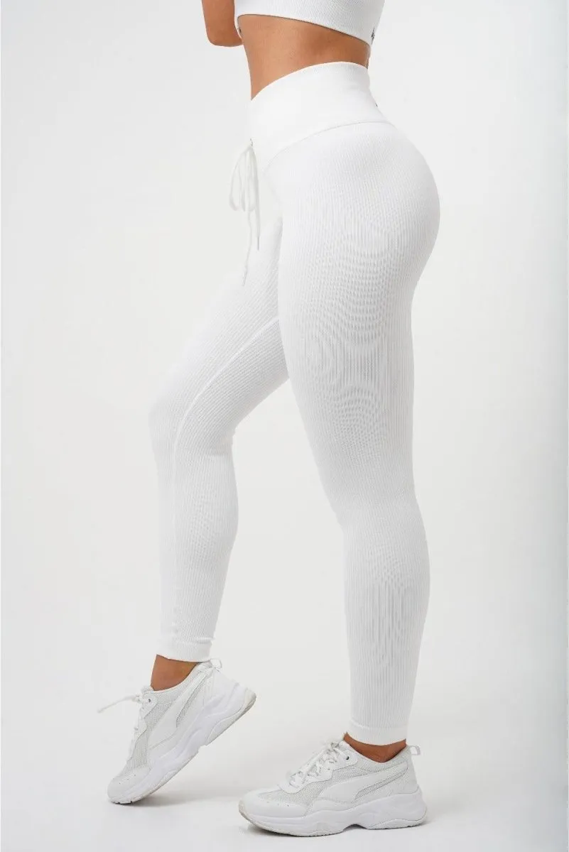 Tie Front Leggings - Ivory White