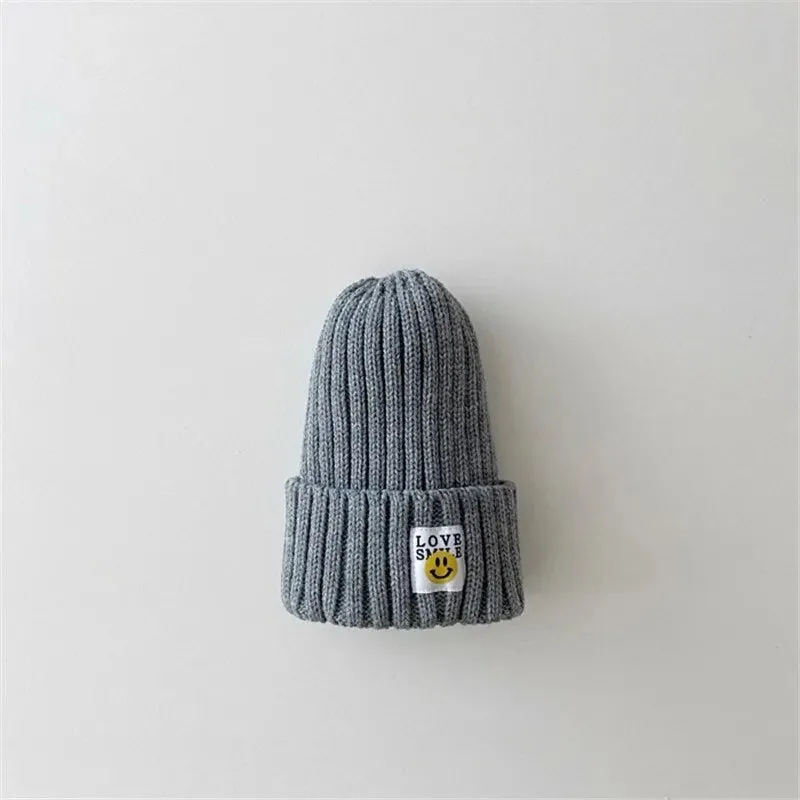 Toddler Ribbed Knit Beanie "LOVE SMILE"