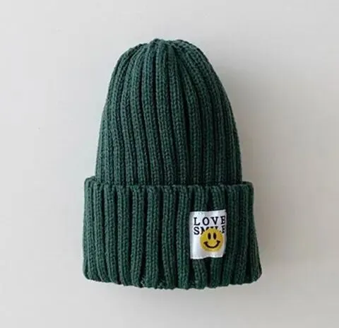 Toddler Ribbed Knit Beanie "LOVE SMILE"