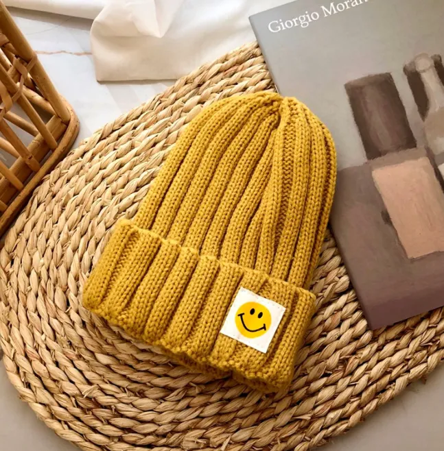 Toddler Ribbed Knit Beanie "LOVE SMILE"