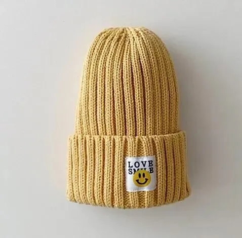 Toddler Ribbed Knit Beanie "LOVE SMILE"
