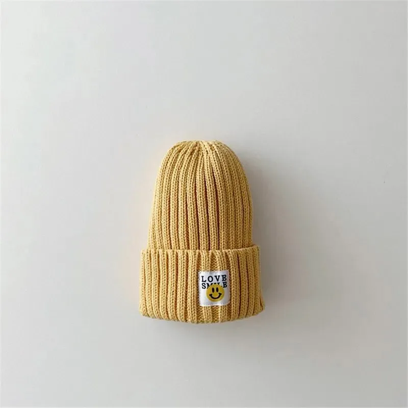 Toddler Ribbed Knit Beanie "LOVE SMILE"