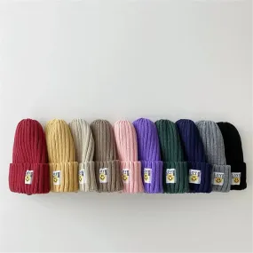Toddler Ribbed Knit Beanie "LOVE SMILE"