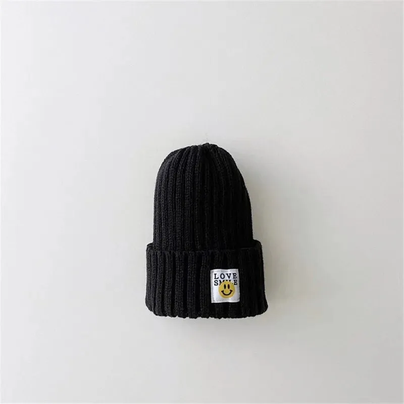 Toddler Ribbed Knit Beanie "LOVE SMILE"