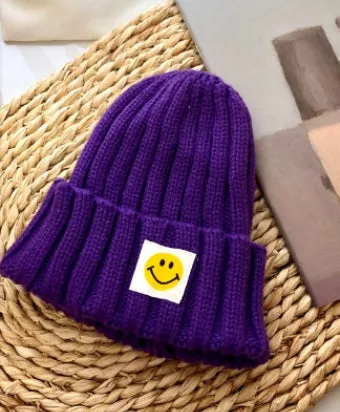 Toddler Ribbed Knit Beanie "LOVE SMILE"