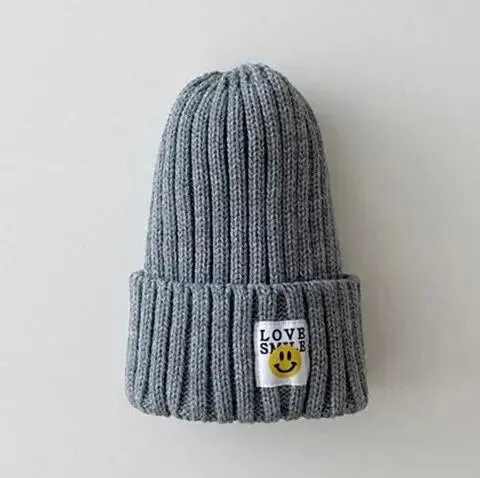 Toddler Ribbed Knit Beanie "LOVE SMILE"