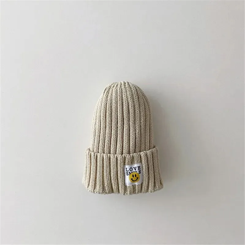 Toddler Ribbed Knit Beanie "LOVE SMILE"