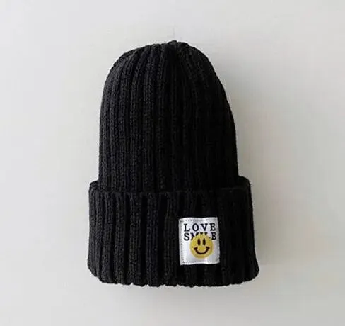 Toddler Ribbed Knit Beanie "LOVE SMILE"