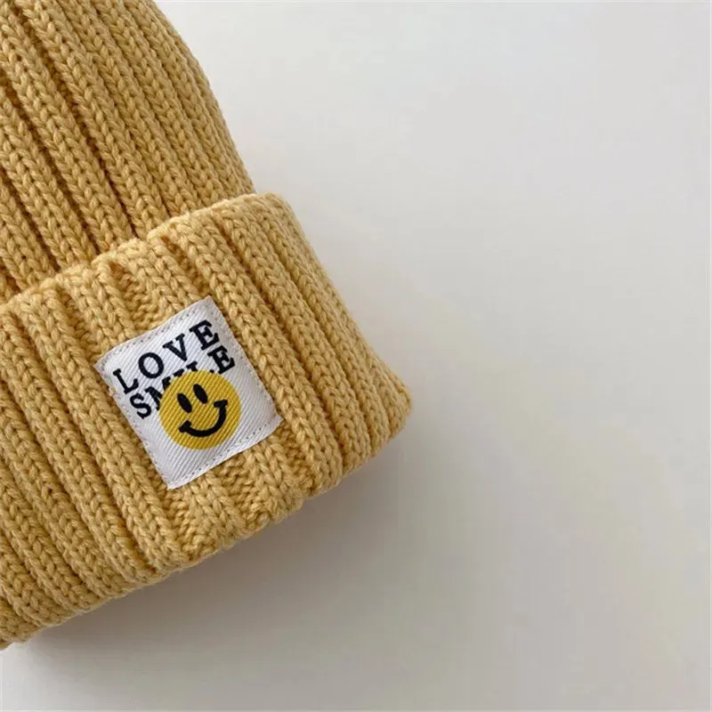 Toddler Ribbed Knit Beanie "LOVE SMILE"