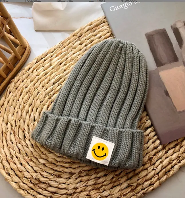 Toddler Ribbed Knit Beanie "LOVE SMILE"