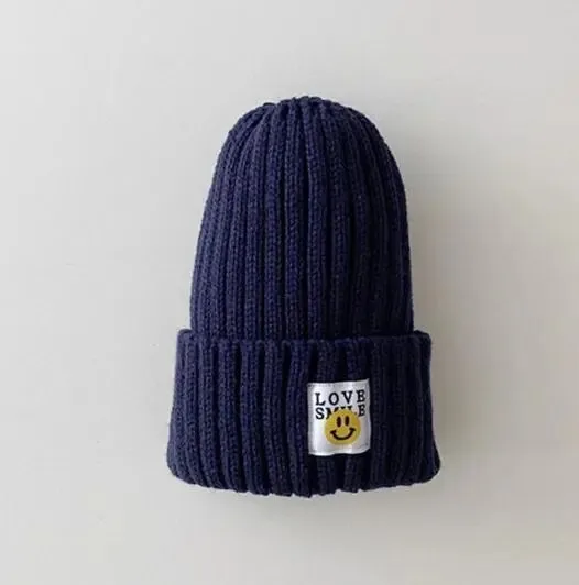 Toddler Ribbed Knit Beanie "LOVE SMILE"