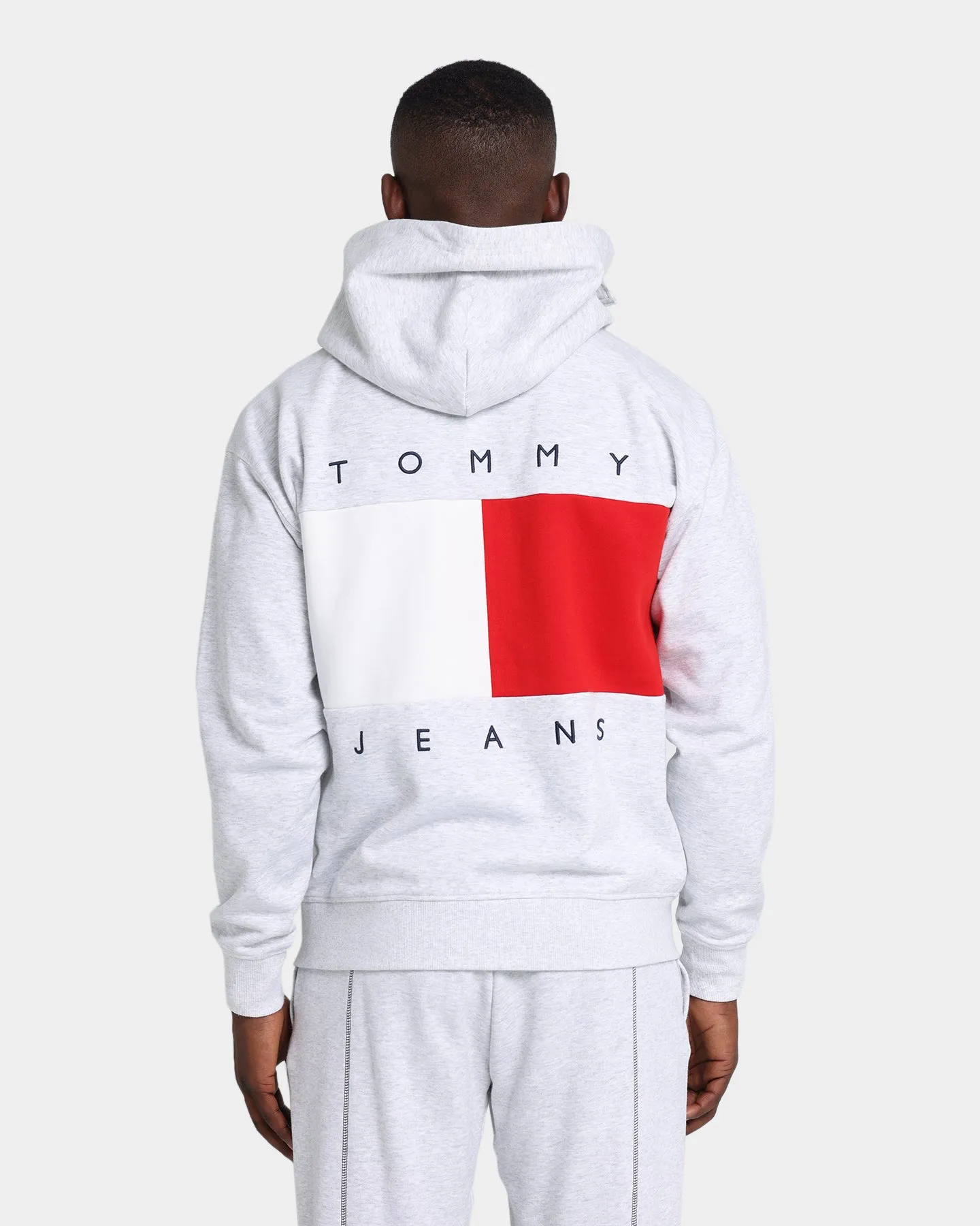 Tommy Jeans Zip-Thru Flag Hoodie Silver Grey Heather