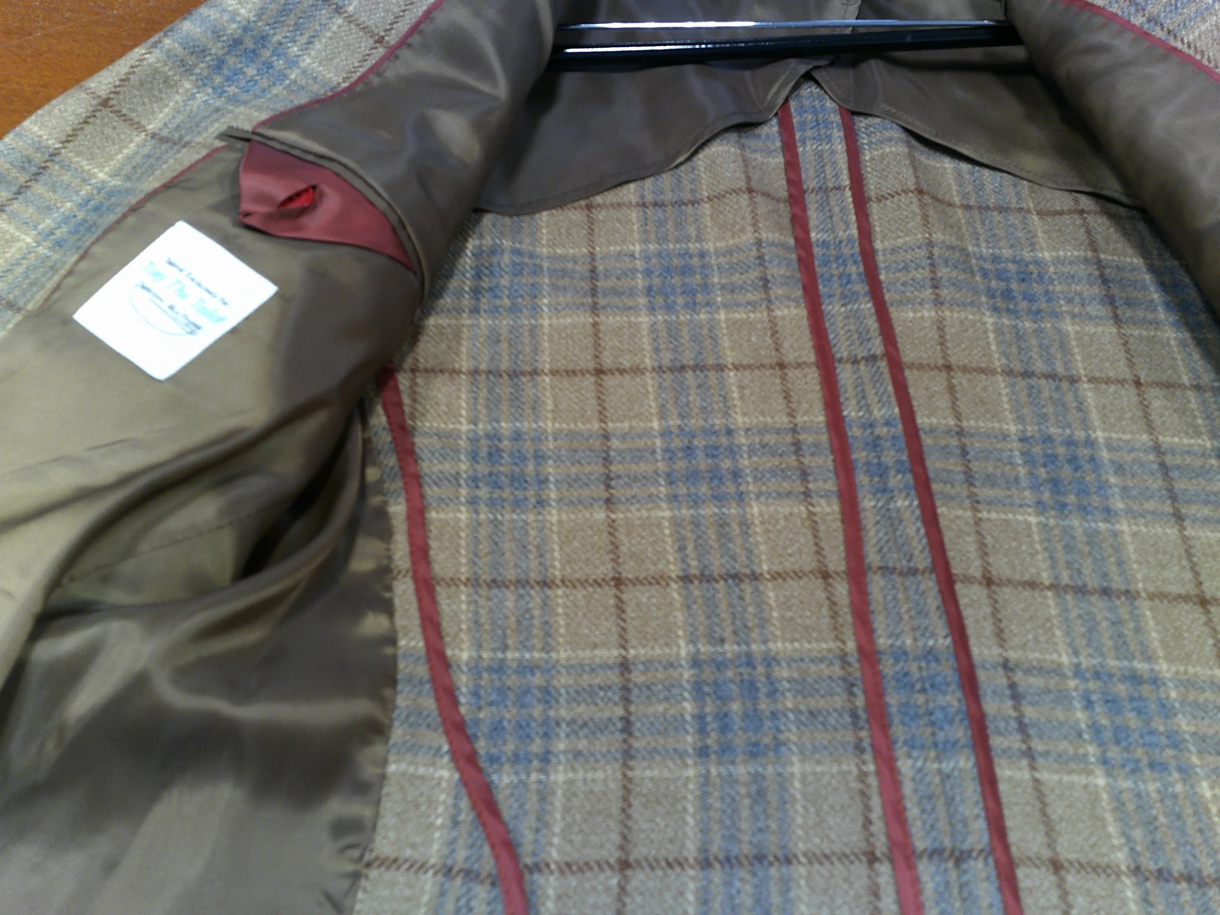 Tony The Tailor Tan/Grey/Wine Plaid Jacket