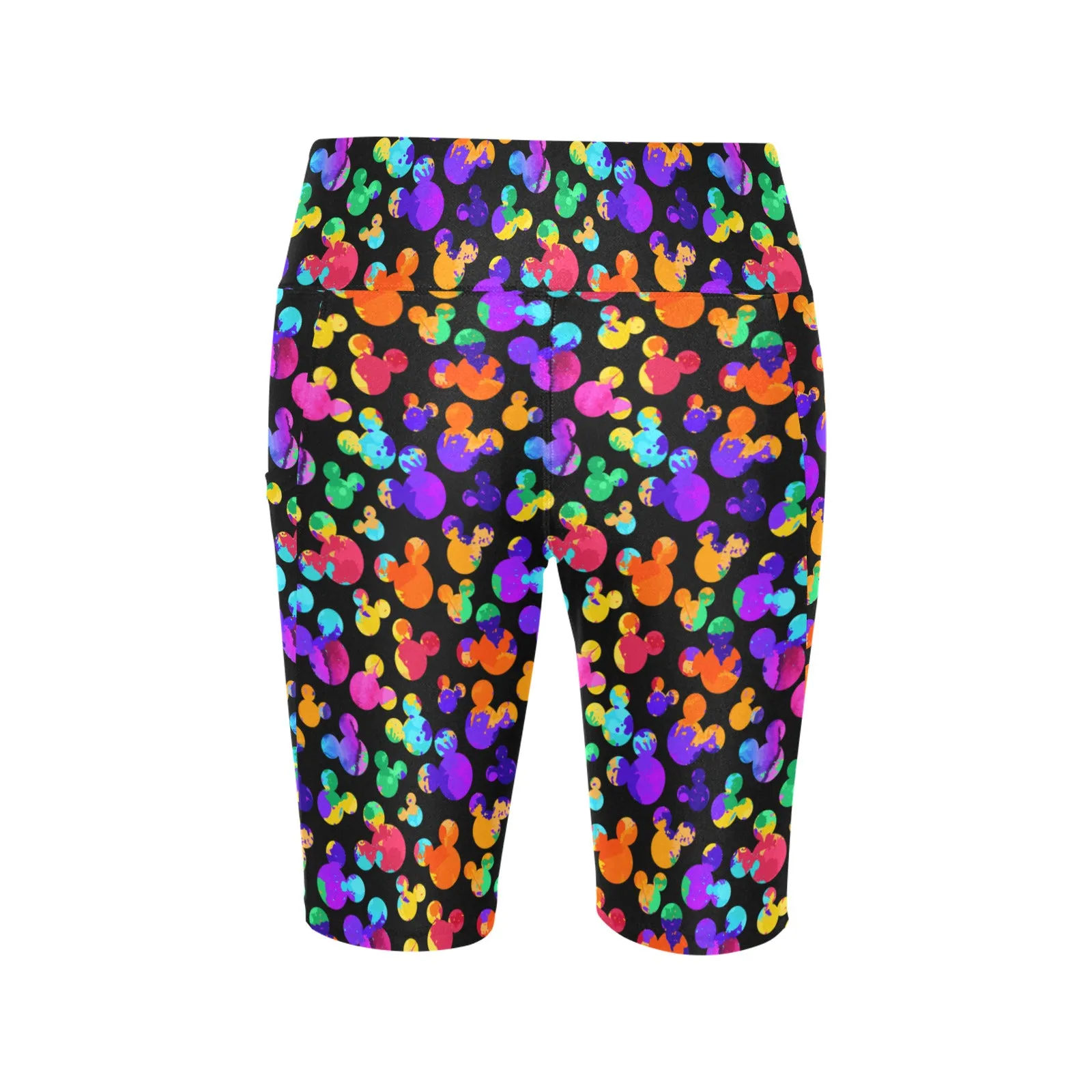 Watercolor Women's Athletic Workout Half Tights Leggings With Side Pockets