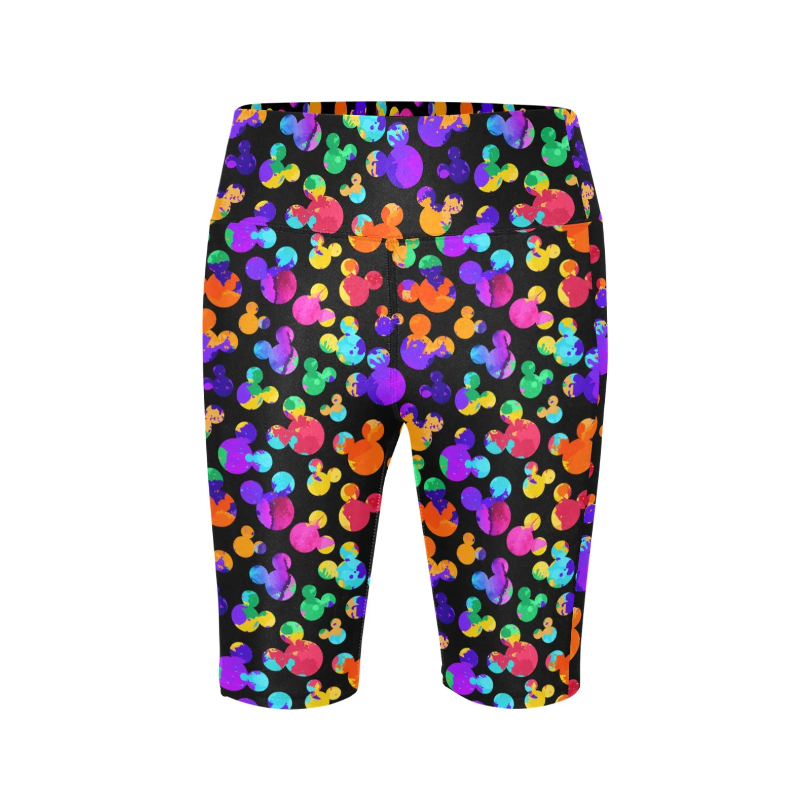 Watercolor Women's Athletic Workout Half Tights Leggings With Side Pockets