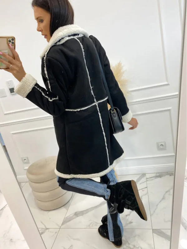 Wenkouban-Winter outfits ideas New solid color thickened sherpa splicing coat jacket