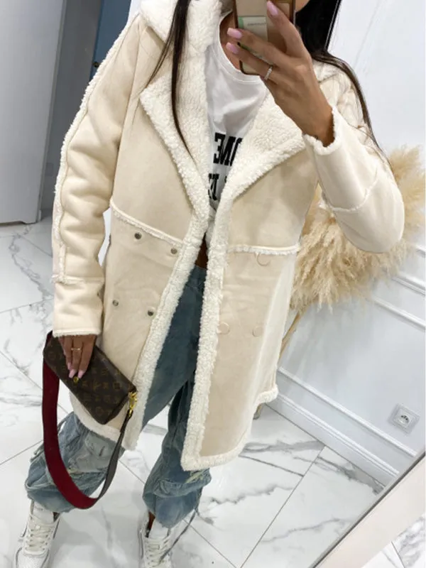 Wenkouban-Winter outfits ideas New solid color thickened sherpa splicing coat jacket