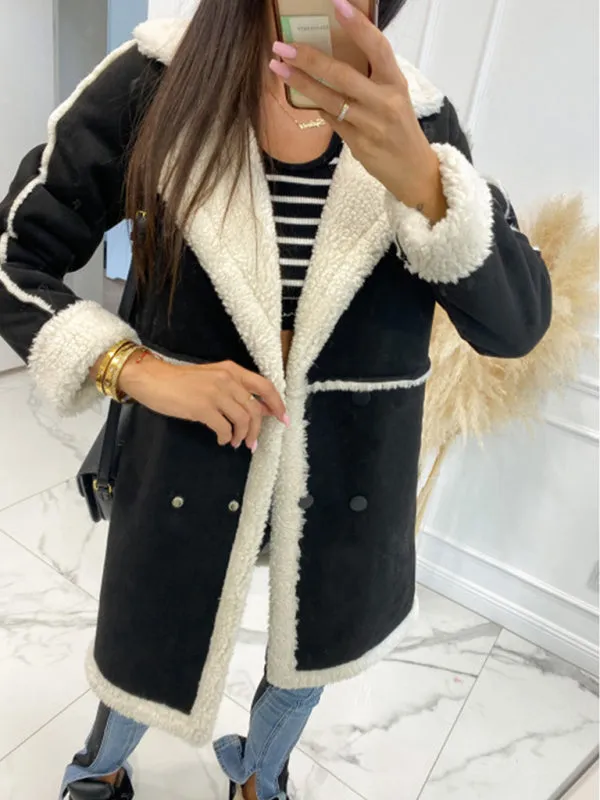 Wenkouban-Winter outfits ideas New solid color thickened sherpa splicing coat jacket
