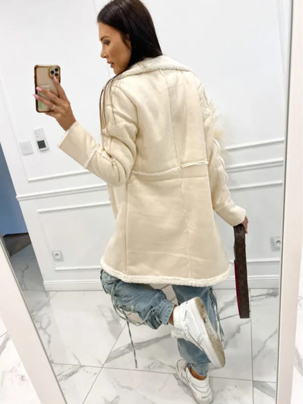 Wenkouban-Winter outfits ideas New solid color thickened sherpa splicing coat jacket